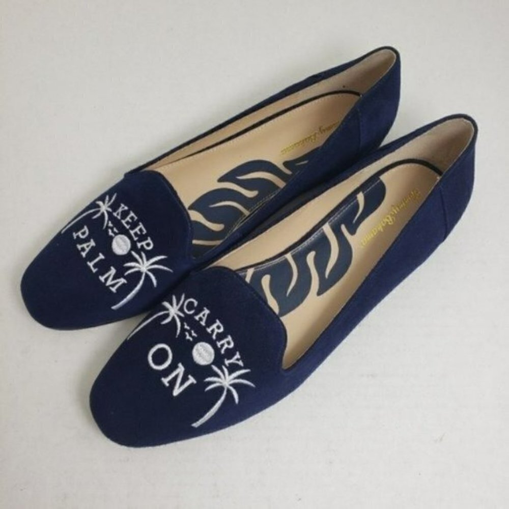 Tommy Bahama Blue Keep Palm Carry On Flats Sz 10 - Picture 3 of 7